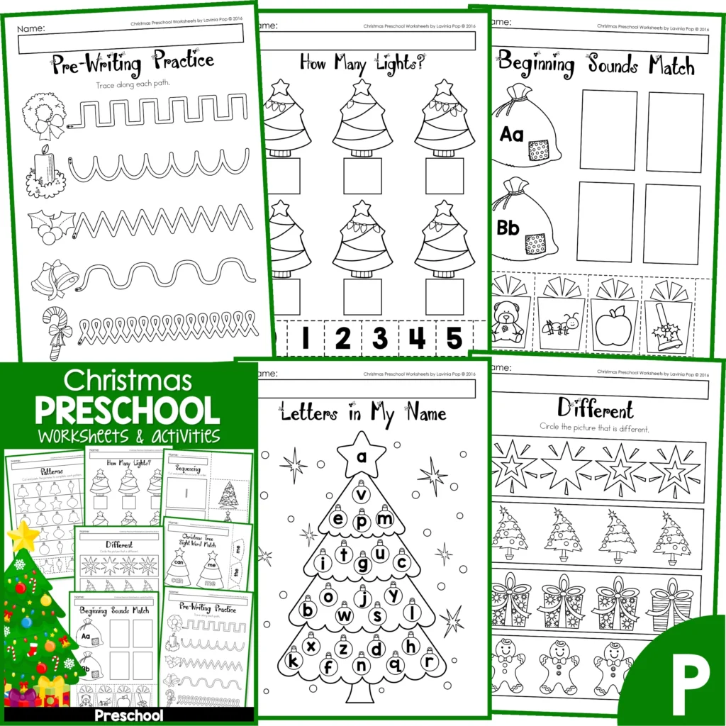 christmas worksheets for preschool - no prep - in my world